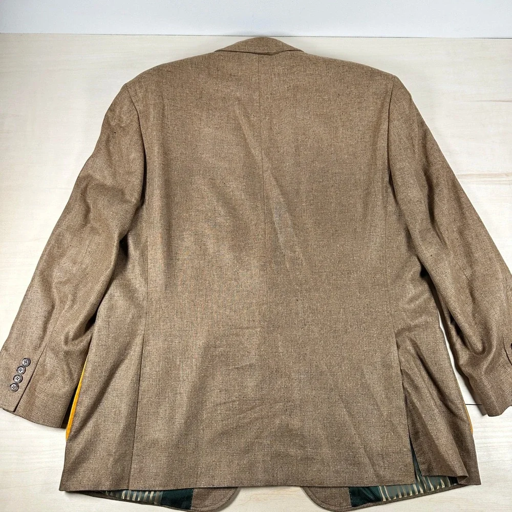 Men's NWOT Kroon 100% Silk Two Button Camel Brown Sport Coat‎ Size 46 R Blazer